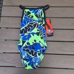 TYR Durafast Youth Girl Kodiak Blue/green 1 Pc Swimsuit, DiamondFit, SZ 26 NEW